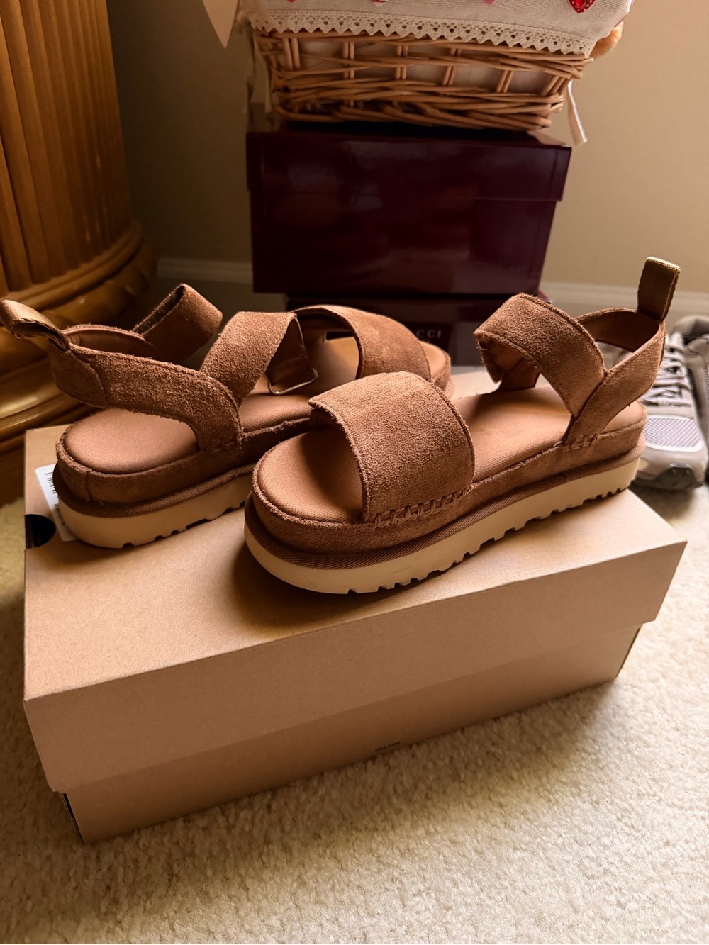 UGG Women's Chestnut Suede Platform Sandals